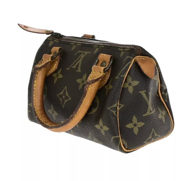 AUTHENTICITY GUARANTEED LOUIS VUITTON Mini Speedy Hand Bag Monogram Leather - Picture 4 of 14